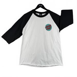 Santa Cruz Black and White Raglan Sleeve T-Shirt Large‎ baseball Large